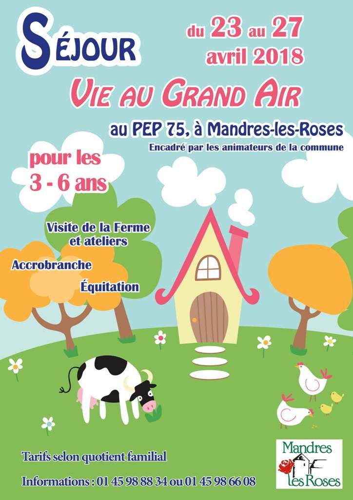 Séjour vie au grand air pour les 3-6 ans du 23 au 27 avril